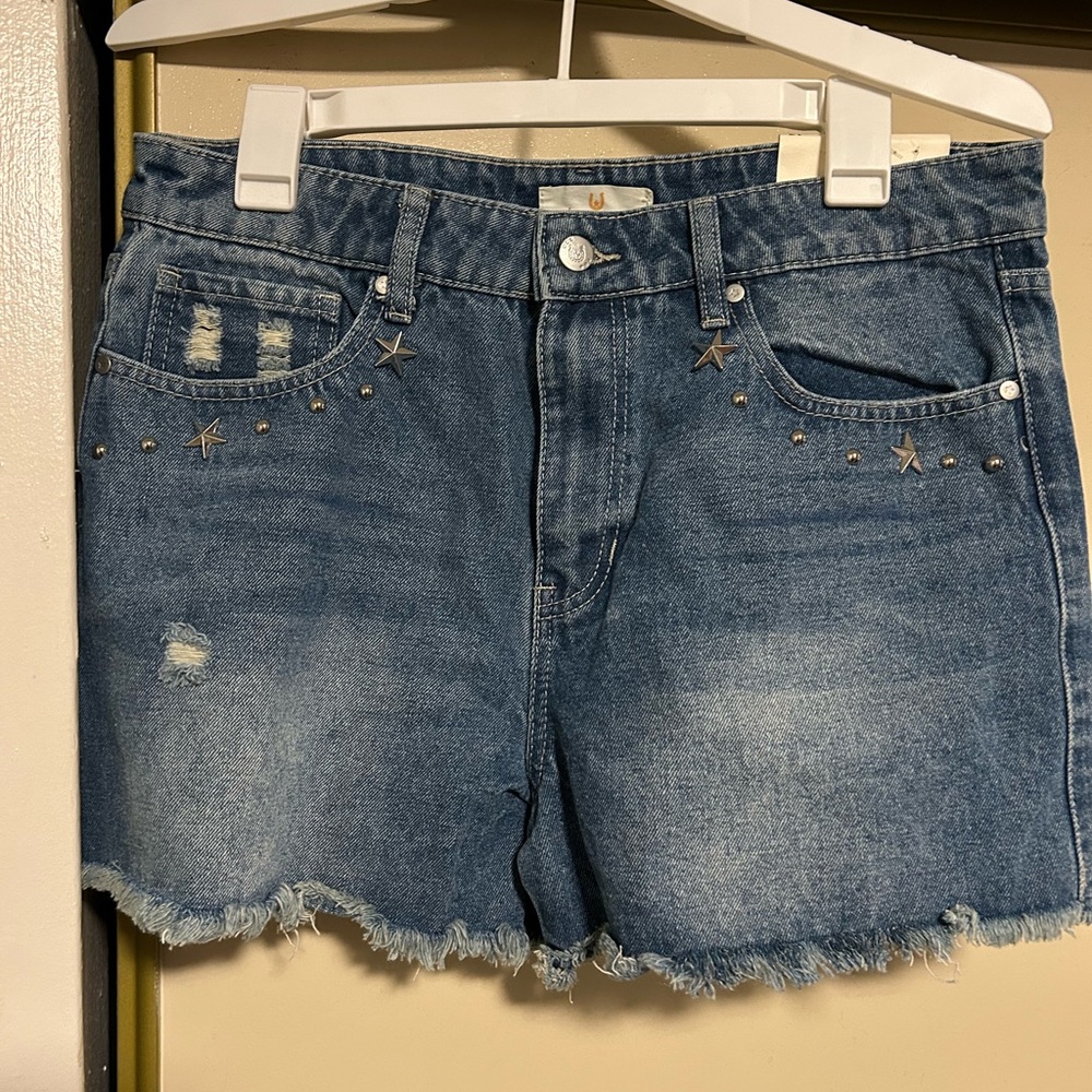 Classic Blue Jean Shorts with Star Details